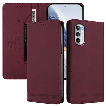 Capa FOXDOCK Tipo Carteira Flip para Motorola Moto G52 4G/G82 5G com Bloqueio RFID | Fecho Magnético | Pele PU  | Vermelho - 1