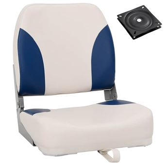 Conjunto assento de barco dobrável vidaXL | 2 peças | com almofada azul/branco - 1