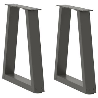Pernas para Mesa de Jantar vidaXL | 2Peças | forma V 38x(42-43,3)cm | aço antracite - 1