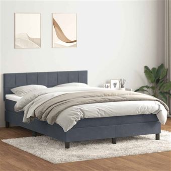Cama com molas/colchão vidaXL |  140x220 cm | veludo cinzento-escuro - 1