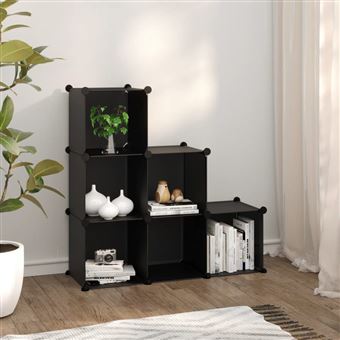 Organizador de arrumação vidaXL | com 6 cubos PP preto - 1