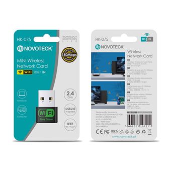 Mini Placa de Rede Sem Fio USB 150 Mbps Novoteck HK-075 Conexão Rápida e Estável 802.11n - 1
