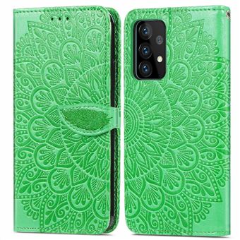 Capa PU + TPU padrão de asas de sonho de travamento de queda com Suporte Verde para Samsung Galaxy A52 4G/5G - 1