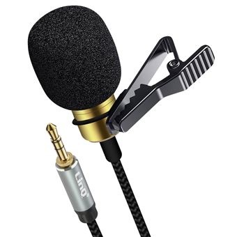 Microfone de Gravata Jack 3.5mm LinQ | Som Omnidireccional | Clip Rotativo | Cabo 2m - Preto - 1