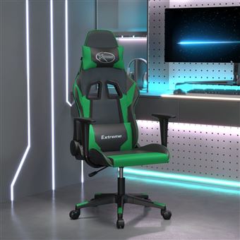 Cadeira de gaming vidaXL | couro artificial preto e verde - 1