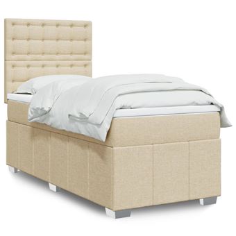 Cama com molas/colchão vidaXL | 80x200 cm | tecido cor crème - 1