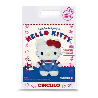 Kit de Crochet Circulo Amigurumi Hello Kitty Azul e Vermelho - 1