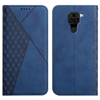 Capa PU + TPU toque de pele com padrão de Diamante com fundo Azul para Xiaomi Redmi Note 9 (MTK Helio G85) - 1
