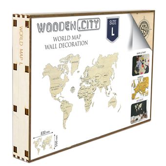 Puzzle 3D de Madeira WOODEN CITY WM502 | Mapa Mundo L - 1