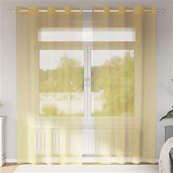 Cortinas de voile com ilhós vidaXL | 2 Peças | amarelo - 1