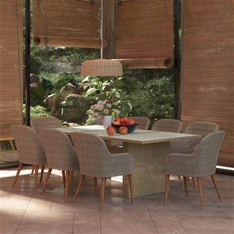 Conjunto de Jantar para Jardim vidaXL 9 Peças vime PE castanho - 1