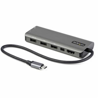 Base & Duplicador de Portas StarTech.com Adaptador multiportas USB C - USB-C para HDMI ou Mini DisplayPort de 4K 60Hz, Passagem de Fornecimento de energia de 100W, Concentrador USB de 10 Gbps de 4 portas - Mini Dock USB Type-C - com cabo anexado de 30 cm - 1