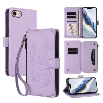Capa tipo Carteira FOXDOCK para iPhone SE 2020/SE 2022 | Porta-cartões | Alça de Mão | Roxo claro - 1