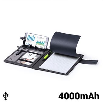 Caderno de Notas BigBuy Tech com Power Bank 4000 mAh (20 folhas) 146023 Preto - 1