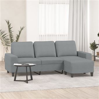Sofá vidaXL | de 3 lugares com apoio de pés 180 cm | tecido cinzento-claro - 1