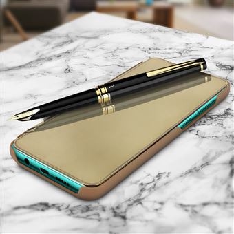 Capa Livro Avizar para Xiaomi Redmi Note 8 Pro | Efeito Espelho | Função de Suporte - Dourado - 1