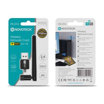 Placa de Rede Wireless USB 150 Mbps com Antena Externa Novoteck HK-076 - 1