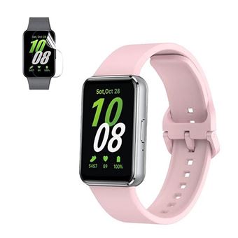 Kit Bracelete Silicone com Fivela + Película de Hydrogel Gift4Me para Samsung Galaxy Fit 3 | Rosa - 1