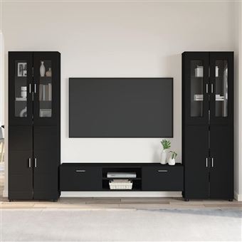 Conjunto de Móvel de TV vidaXL FLORIN | Preto Madeira processada - 1