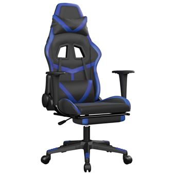 Cadeira de gaming de massagens vidaXL | couro artificial preto e azul - 1