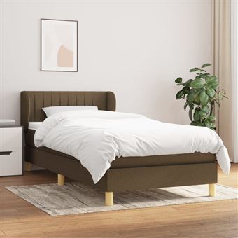 Cama com molas e colchão vidaXL | 90x200 cm | tecido castanho-escuro - 1