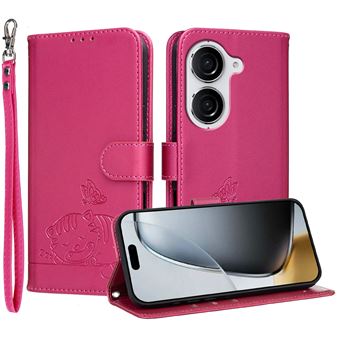 Capa FOXDOCK para Asus Zenfone 10 5G | Flip | Bloqueio RFID | Fecho Magnético | Pele Sintética | Alça de Pulso Amovível | Vermelho - 1