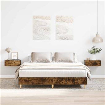 Estrutura de cama sem colchão vidaXL | 150x200 cm | carvalho fumado - 1