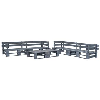 Conjunto lounge de jardim vidaXL | 6 Peças | paletes madeira cinzento - 1