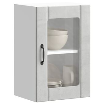 Armário de parede de cozinha vidaXL | porta vidro Lucca cinzento cimento - 1