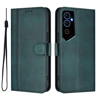 Capa FOXDOCK para Tecno Pova Neo 2 | Estilo Vintage | TPU com Textura de Pele Antiderrapante | Compartimentos para Cartões e Suporte | Verde escuro - 1