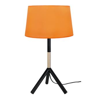 Candeeiro de Mesa Tosel Trident B | 30 cm | 1 Luzes - Madeira Natural e Laranja - 1