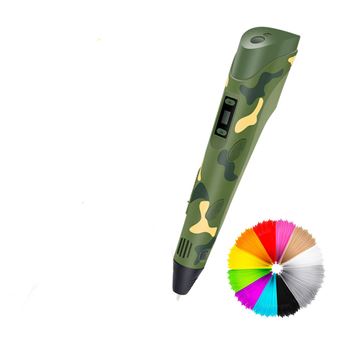 Caneta 3D Inteligente Arzopa com Display LED | Carregamento USB, PLA e ABS | Filamento PLA Compatíveis | 10m x 20 - Verde - 1