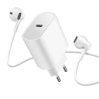 Pack Avizar Base de carregador USB-C 20W e Auriculares Lightning - Branco - 1