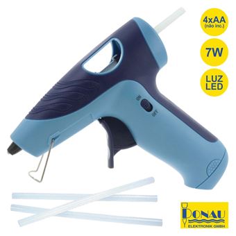 Pistola De Cola Quente Donau 7W 6V A Pilhas 150ºc Luz Led - 1