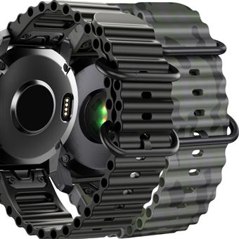 Pack 2x Bracelete Antiimpacto Ocean Waves para Garmin Fenix 8 Pro Preto e Verde Militar - 1