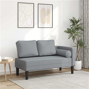 Chaise lounge com almofadões vidaXL | tecido cinzento-claro - 1