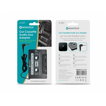 Adaptador de Áudio Auxiliar de Cassete para Carro Novoteck A-037 com Jack 3.5mm - 1