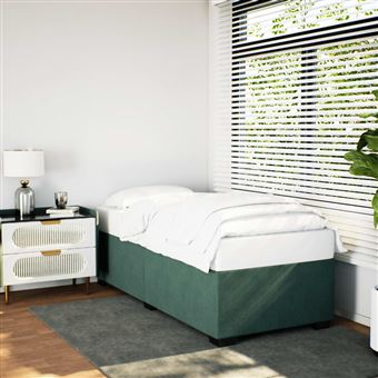 Estrutura de cama vidaXL | 100x200 cm | veludo verde-escuro - 1
