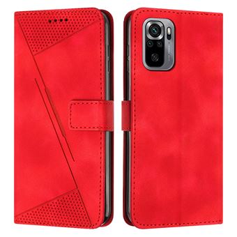 Capa FOXDOCK para Xiaomi Redmi Note 10 4G/10S | Pele | Flip | 3 Compartimentos para Cartões | Vermelho - 1