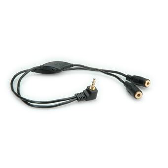 Cabo de Áudio ROLINE Y Audio Cable with 3.5 mm Stereo Plug (2x speaker lines), Volume Control | Preto - 1