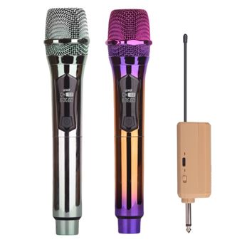 Microfone Sem Fios Profissional CO-Phénix com recetor | 2 Unidades | Púrpura/Verde - 1