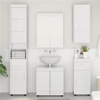 Armário de parede para WC vidaXL TULUM | Branco Brilhante - 1