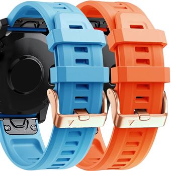 Pack Antiimpacto 2x bracelete Silicone fecho metal para Garmin Fenix 8 43mm amoled | Azul e Laranja - 1