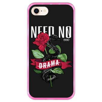 Capa Hapdey para iPhone 7 - 8 Design Cobra Need no Drama em Silicone Flexível e TPU Cor-de-Rosa