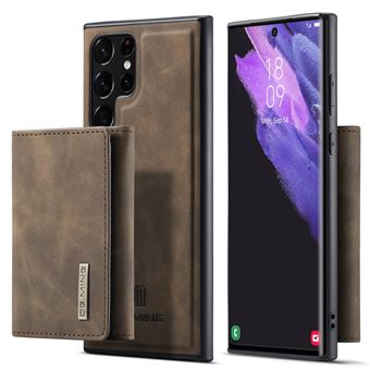 Capa magunivers PU DG.MING 2 em 1 destacável, suporta carregamento sem fio café para Samsung Galaxy S22 Ultra 5G - 1