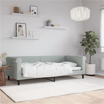 Sofá-cama vidaXL | 90x190 cm | veludo cinzento-claro - 1