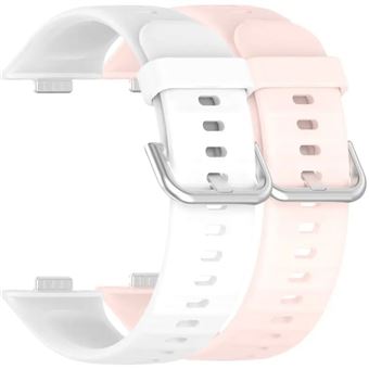 Pack 2x Bracelete em Silicone com Fecho de Metal Antiimpacto para Huawei Watch Fit 3 | Branco e Rosa - 1