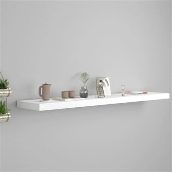 Prateleira de parede suspensa vidaXL | 120x23,5x3,8 cm | MDF branco - 1
