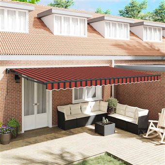 Toldo Retrátil vidaXL | Laranja e Castanho | 500x300 cm | Tecido - 1