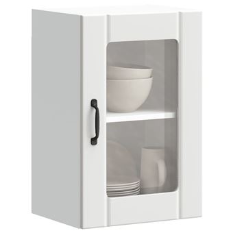 Armário de parede de cozinha vidaXL | porta vidro Lucca branco - 1